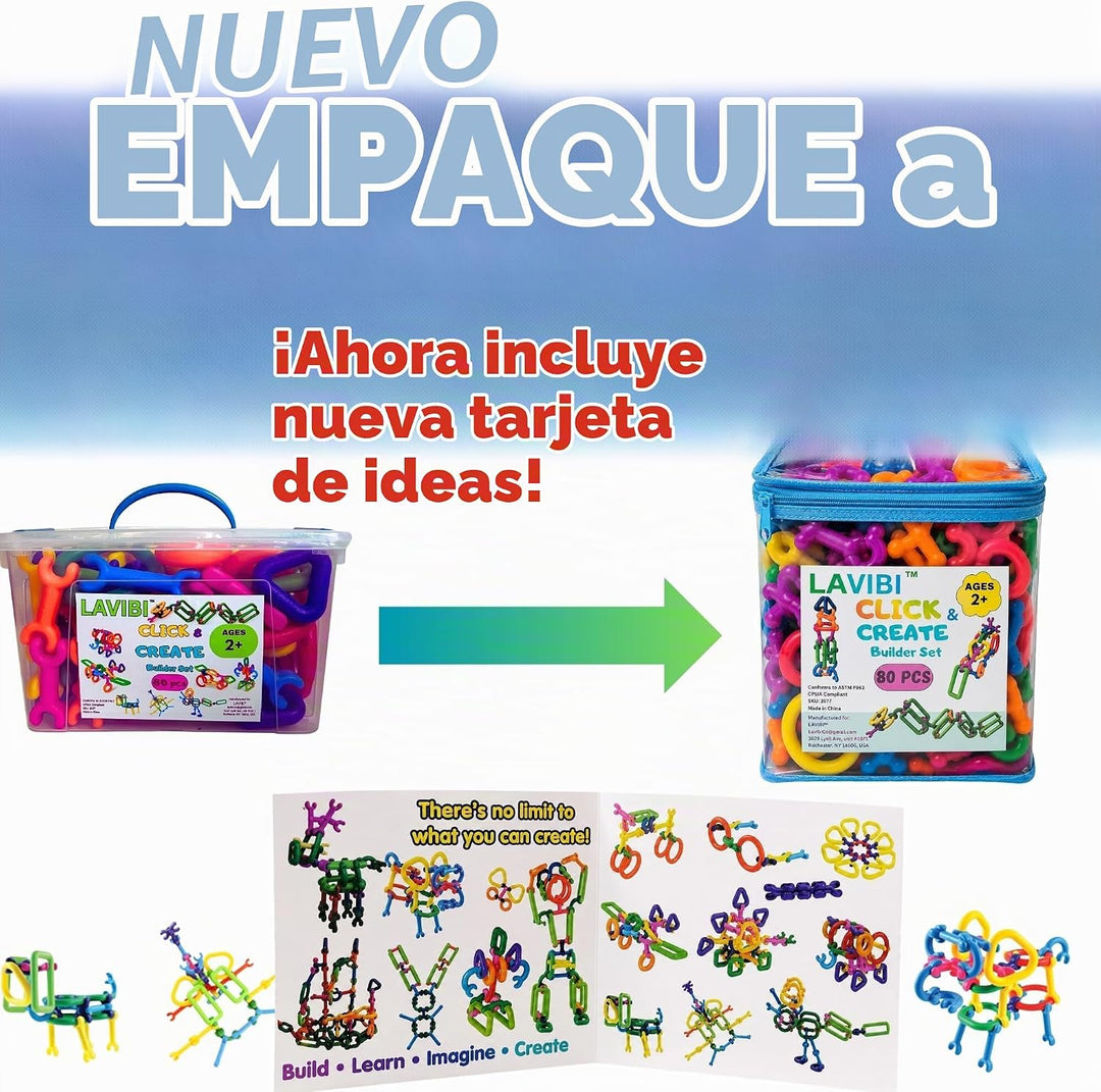 LAVIBI Click &amp; Create Builder Set (80 piezas) - Bloques de cons...