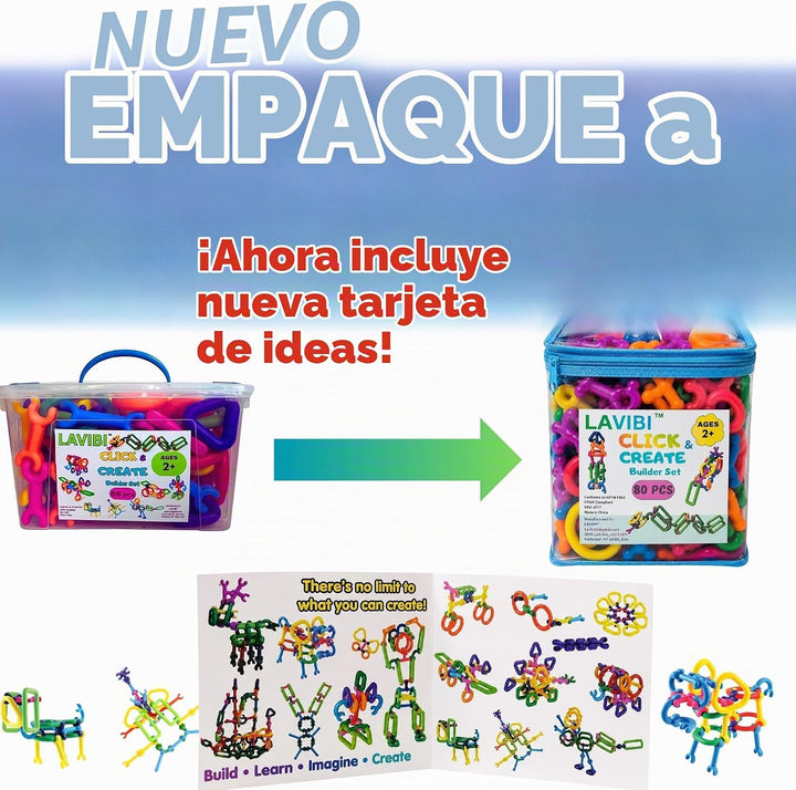 LAVIBI Click &amp; Create Builder Set (80 piezas) - Bloques de cons...