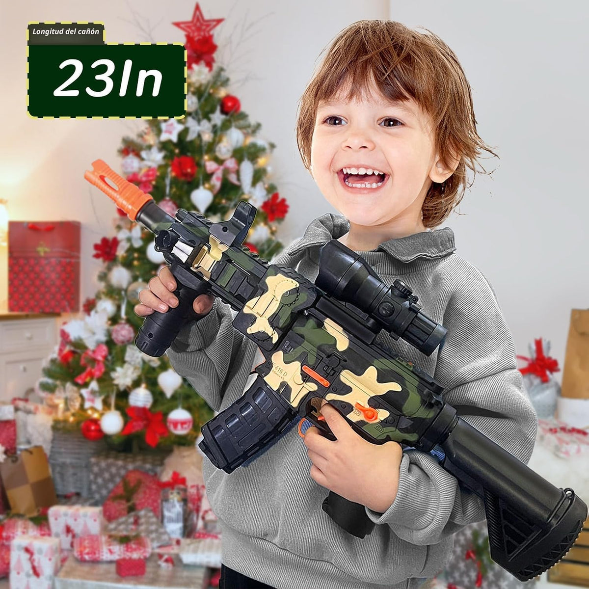 Pistola de espuma de juguete realista para niños, rifle de francotirador eléctrico con alcance
