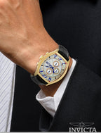 Invicta 14330 Specialty reloj chapado en oro amarillo 18 K con tres bandas de cuero para hombre
