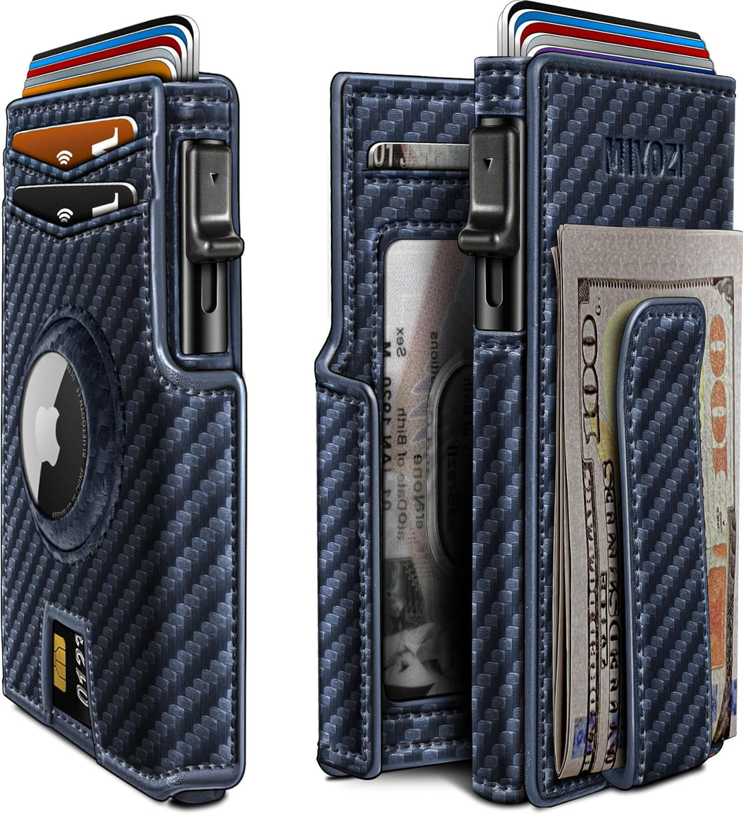 Miyozi - Billetera Airtag para hombre, con clip de dinero, estuche...