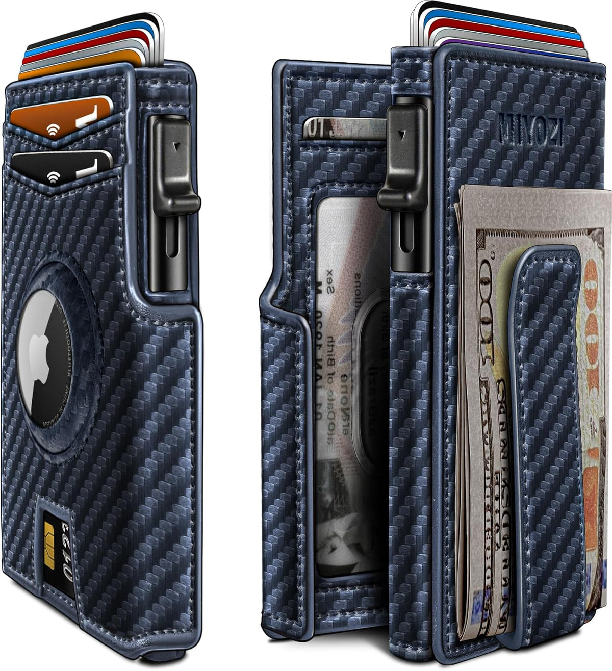 Miyozi - Billetera Airtag para hombre, con clip de dinero, estuche...