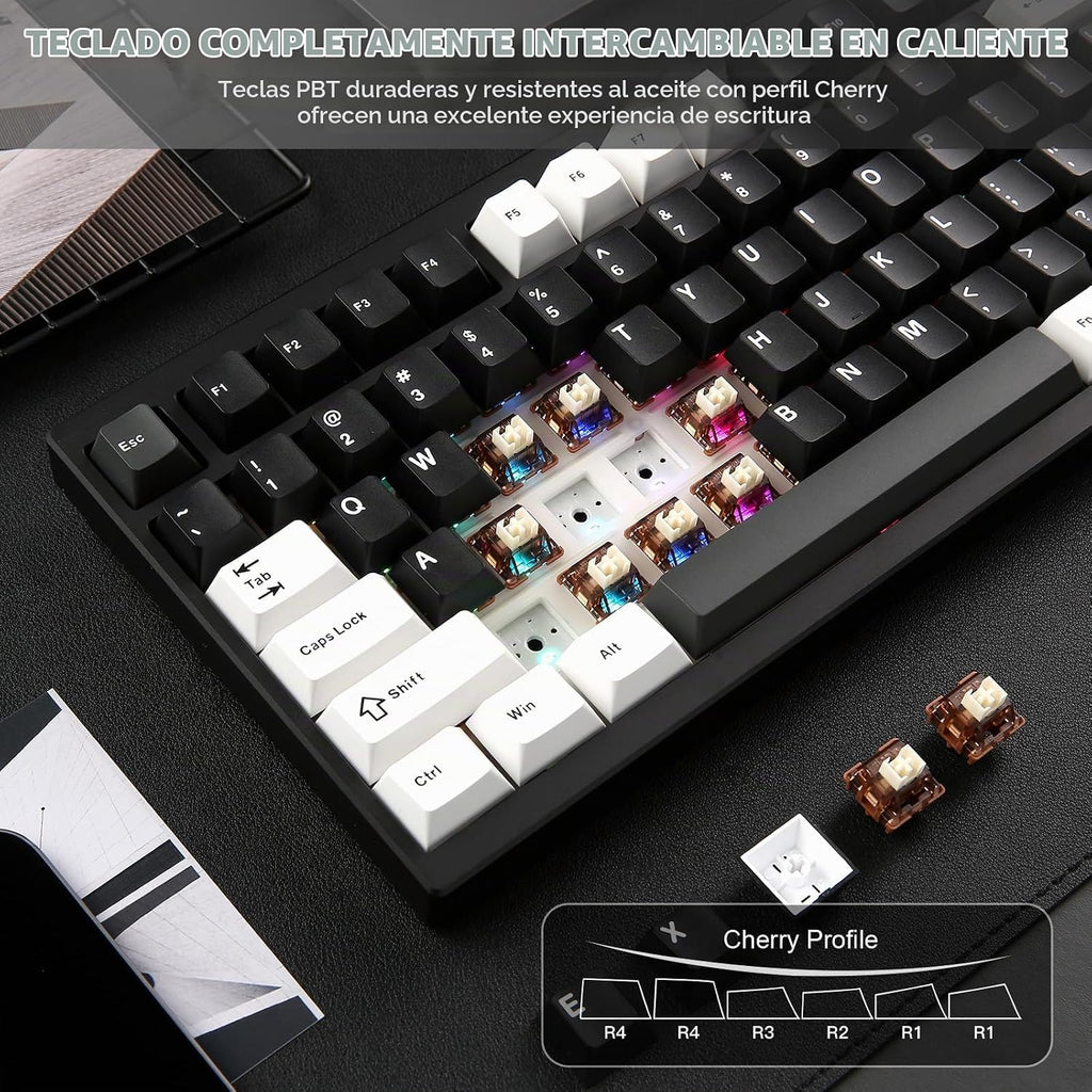 YUNZII AL80 75% Teclado mecánico de aluminio inalámbrico (negro