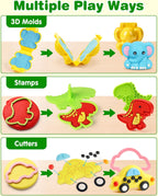 Helsort Juego de masa de juego de animales para niños, 35 herramientas de