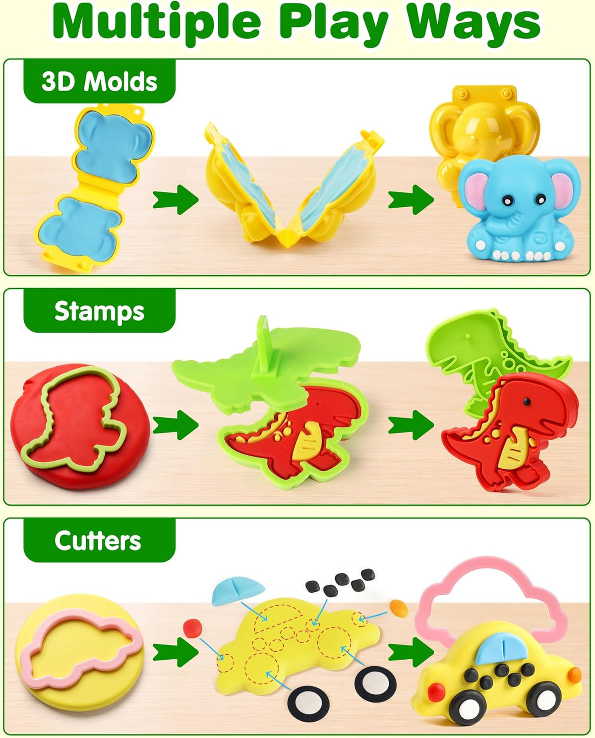 Helsort Juego de masa de juego de animales para niños, 35 herramientas de