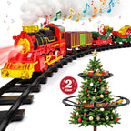 Juego de tren colgante para árbol de Navidad, tren de juguete de 2 niveles