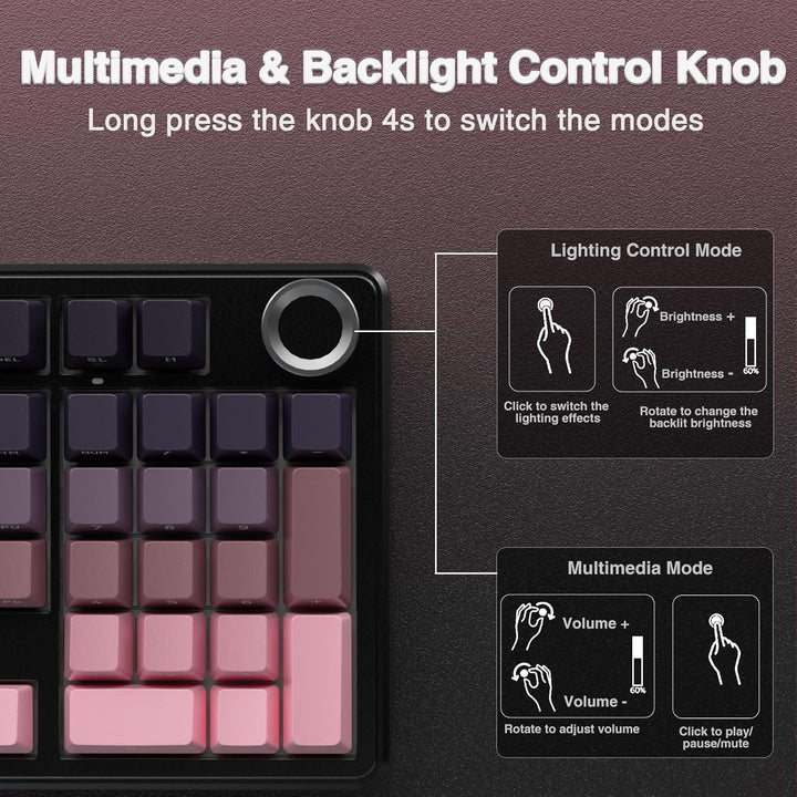 Teclado mecánico inalámbrico AULA F99 Pro con perilla, teclado trim...