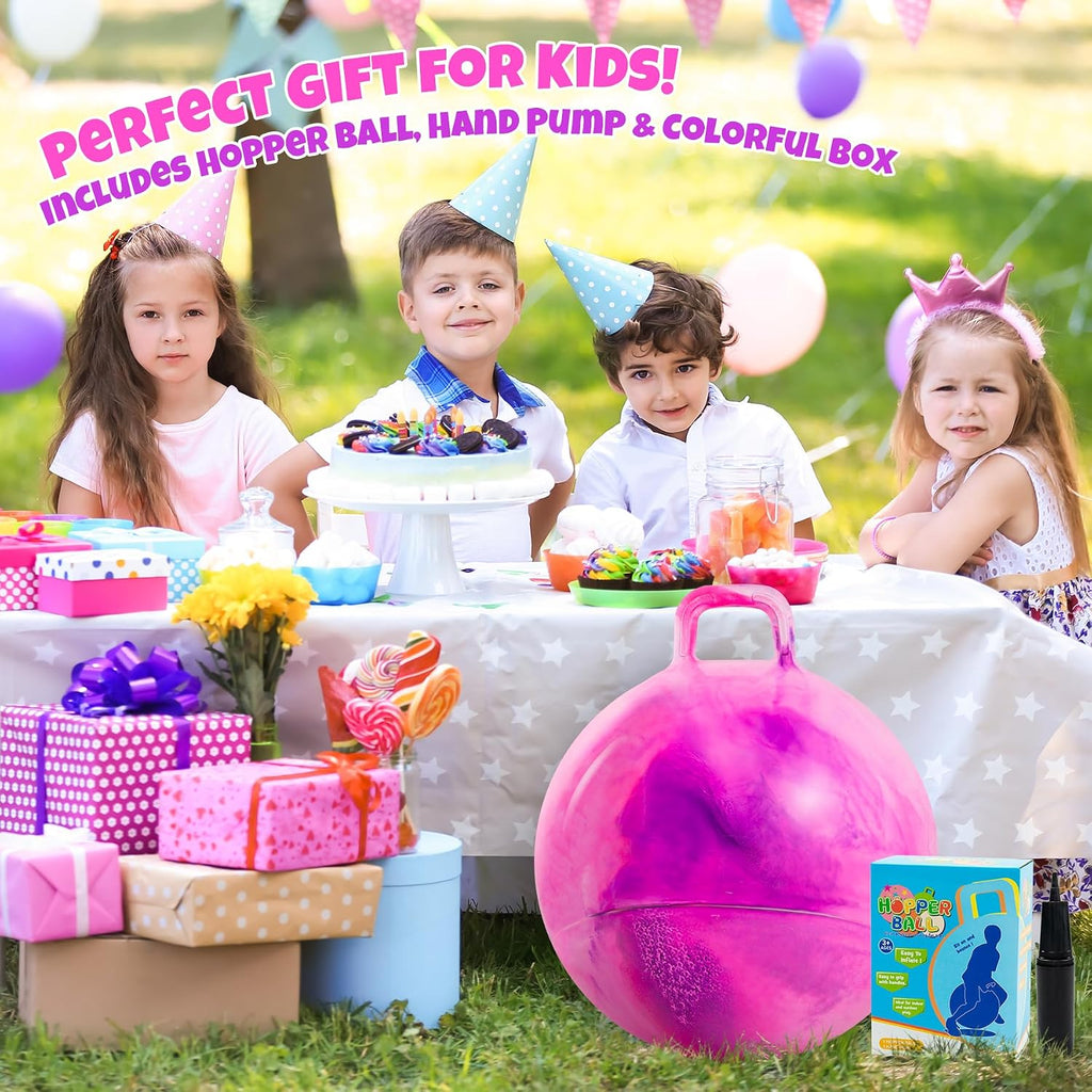 Upper Rider - Pelota de tolva para niños de 3 a 8 años, pelota hinchable de 18 pulgadas con asa, color rosa