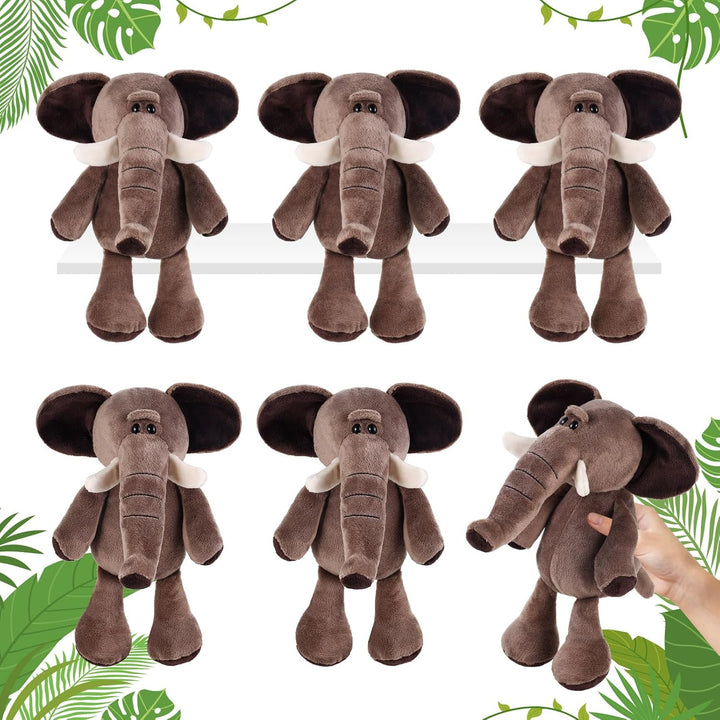 6 piezas de animales de peluche de safari a granel león, elefante,...