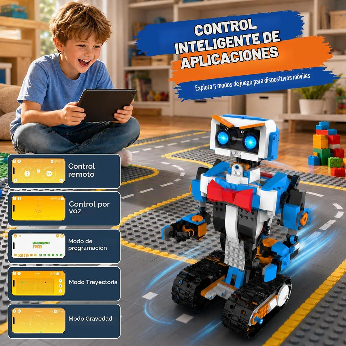 Kit de construcción de robot STEM para niños de 8 a 12 años, aplicación y