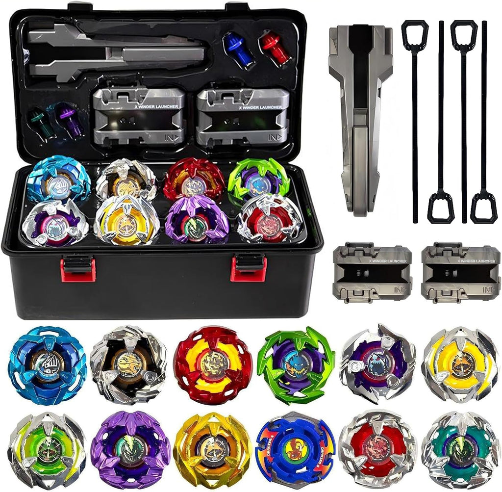 Battle Spinning Top Set con 12 Colorful Tops, Launchers y Accessories, Combat Game Collection