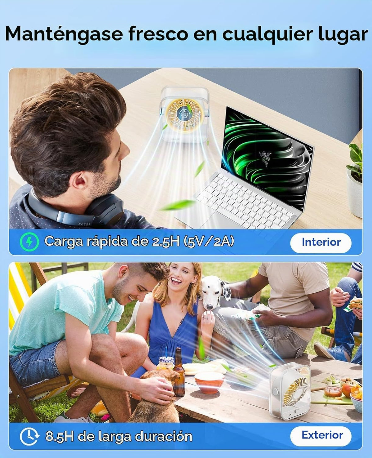 KIMMOO Ventilador de escritorio USB, ventilador de mesa silencioso...