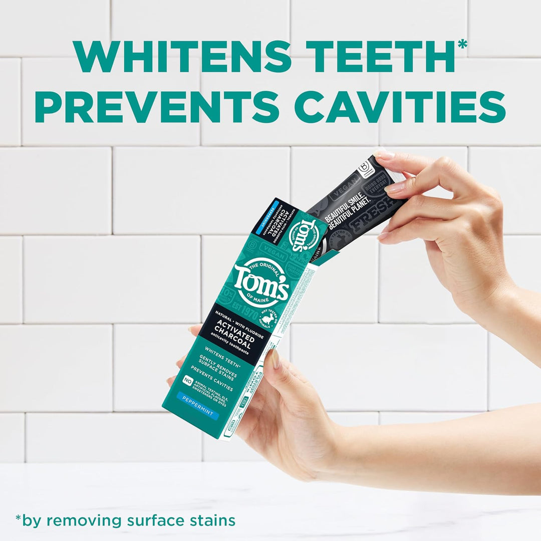 Tom's of Maine Pasta de dientes con flúor de carbón activado, p...