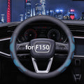 Yangday Funda de cuero para volante de automóvil para Ford F150 F250 F350, 15.5-16 pulgadas, funda antideslizante y transpirable (azul)