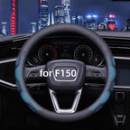 Yangday Funda de cuero para volante de automóvil para Ford F150 F250 F350, 15.5-16 pulgadas, funda antideslizante y transpirable (azul)