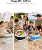Organizador plegable de almacenamiento de juguetes de baño, base