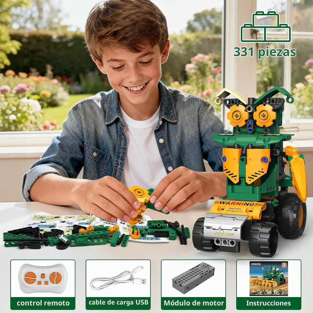 5 en 1 conjunto de kits de construcción de juguetes de robot STEM para niños de 6 a 14 años, aplicación y control remoto STEM cosechadora/carro de arado/camión de agua conjunto de construcción de