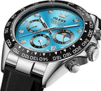OLEVS Relojes Cronógrafo Masculinos de Moda Empresarial Analógico Quartz Reloj de Pulsera para Hombre, Cinturón de Silicona a prueba de agua con Luminiscente, Calendario