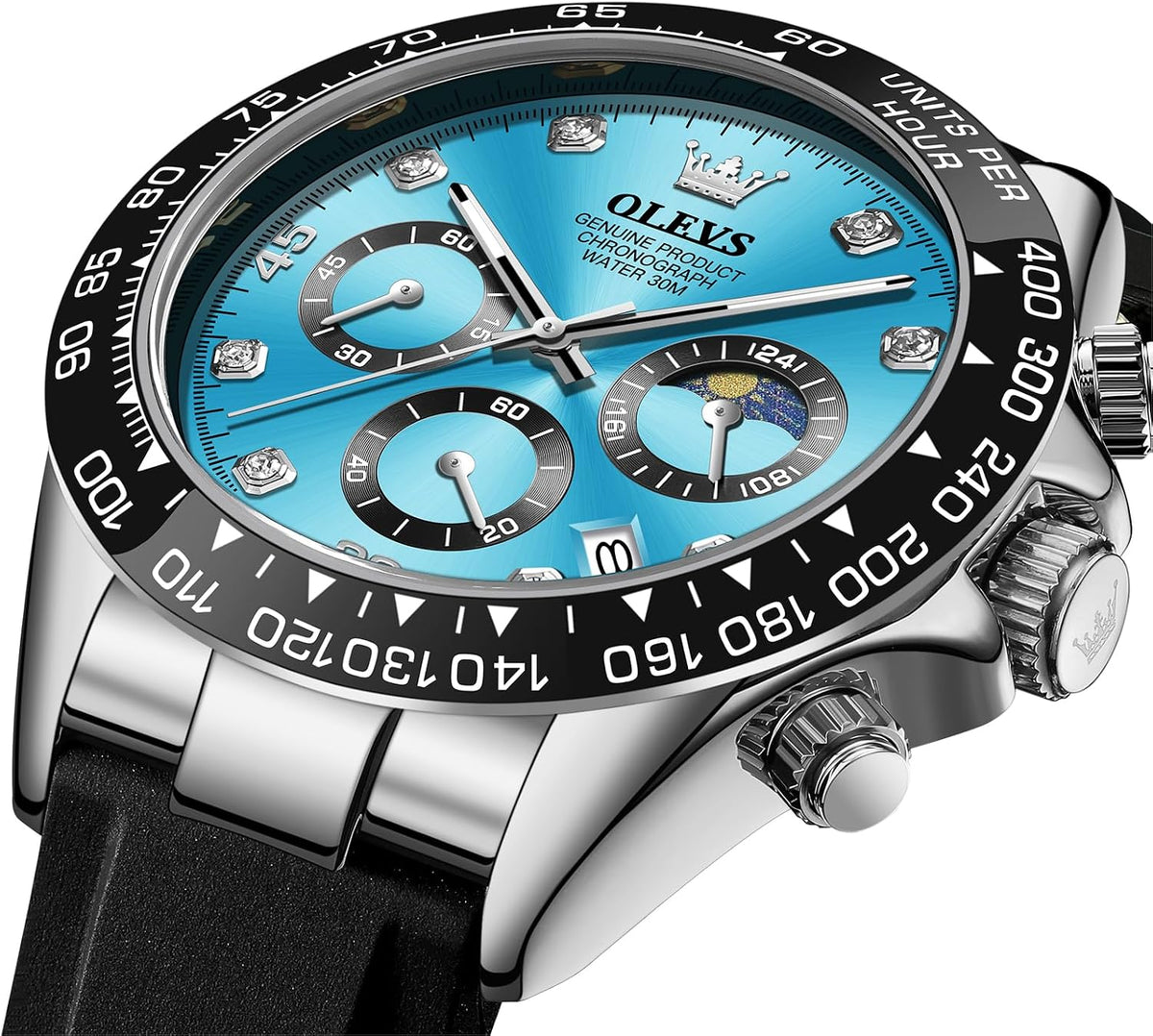 OLEVS Relojes Cronógrafo Masculinos de Moda Empresarial Analógico Quartz Reloj de Pulsera para Hombre, Cinturón de Silicona a prueba de agua con Luminiscente, Calendario