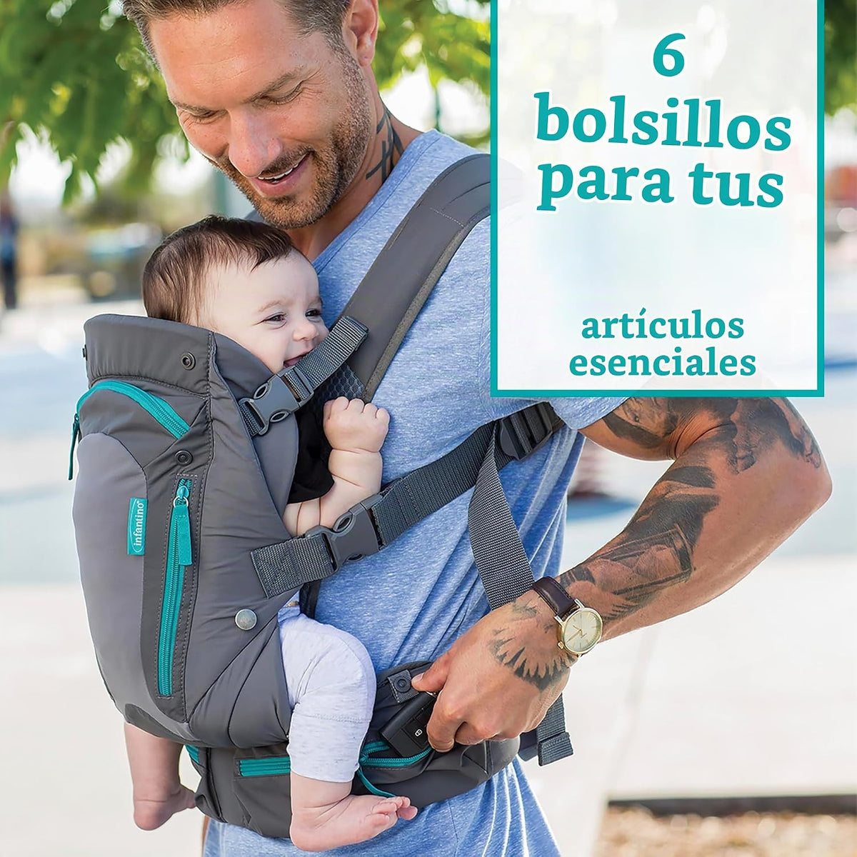 Maleta de mano Infantino, tamaño único, color gris