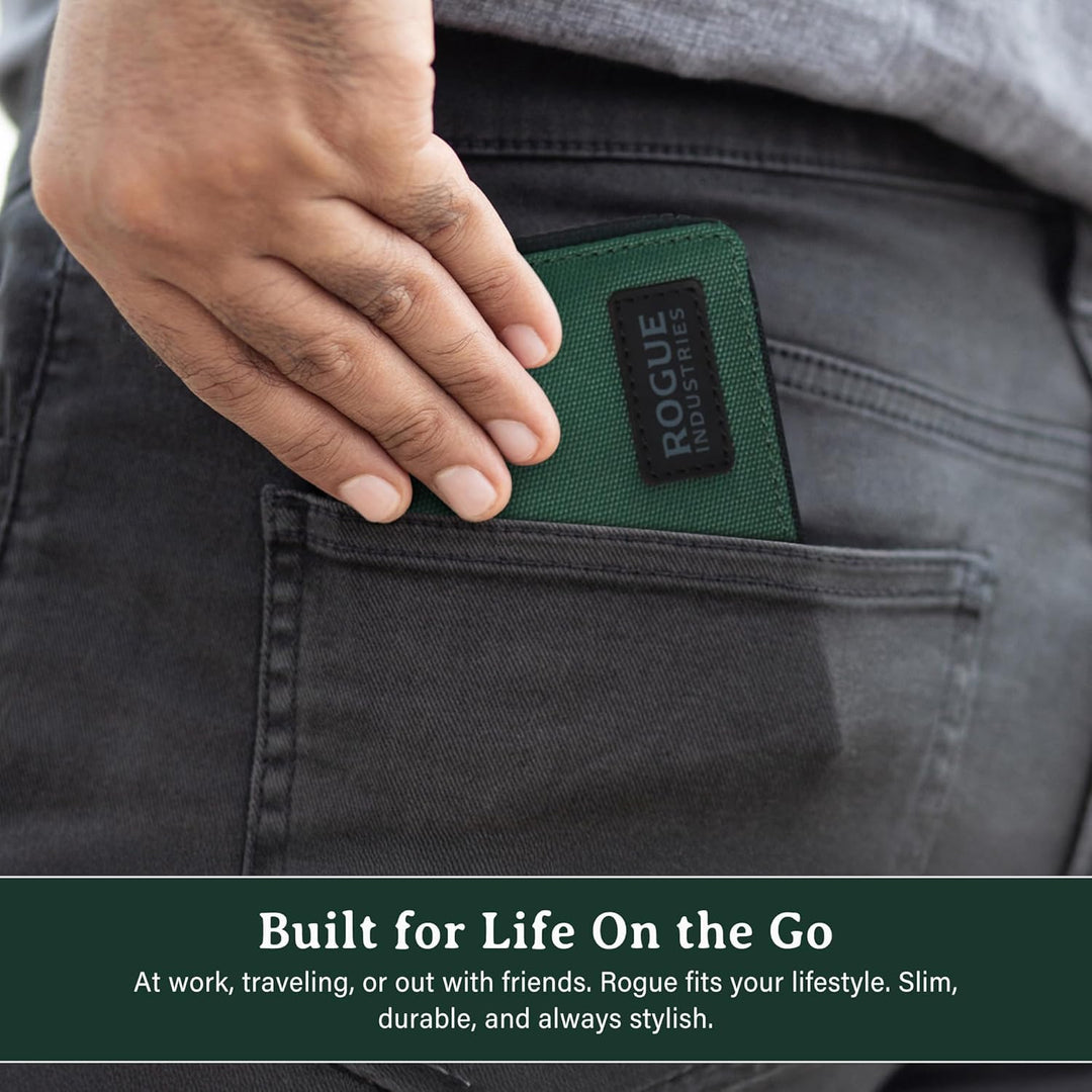 ROGUE WALLET Carteras interiores de piel auténtica para hombres, co...