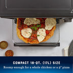 Oster® Horno tostador compacto con freidora de aire. Horno de pizza de encimera de convección, tostadora de 4 rebanadas con 5 funciones de cocción: freír al aire, hornear, tostar, asar y calentar