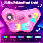Máquina de karaoke recargable para niños con soporte ajustable, 3-5, 4, 6, 7, 8 años, micrófono inalámbrico, altavoz Bluetooth con 2 micrófonos, regalo de cumpleaños para niñas de 3 a 8 años