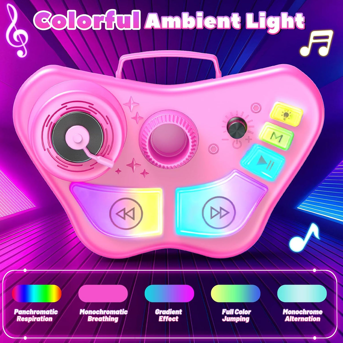 Máquina de karaoke recargable para niños con soporte ajustable, 3-5, 4, 6, 7, 8 años, micrófono inalámbrico, altavoz Bluetooth con 2 micrófonos, regalo de cumpleaños para niñas de 3 a 8 años