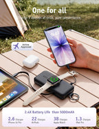 RORRY CharmGo Cargador portátil 3 en 1 iPhone Power Bank para Apple, Negro