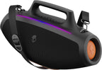 Skullcandy Barrel Bocina Bluetooth Boombox — Bocina portátil inalámbrica resistente al agua, con modo de luces LED, batería de 12 horas, Multi-Link y salidas de carga USB-C y USB-A (Negro)