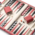Juegos de backgammon de 15 pulgadas para adultos, tablero clásico de backgammon con dados de damas únicos, exterior de piel sintética e interior de terciopelo, juego de viaje de backgammon portátil (rojo)