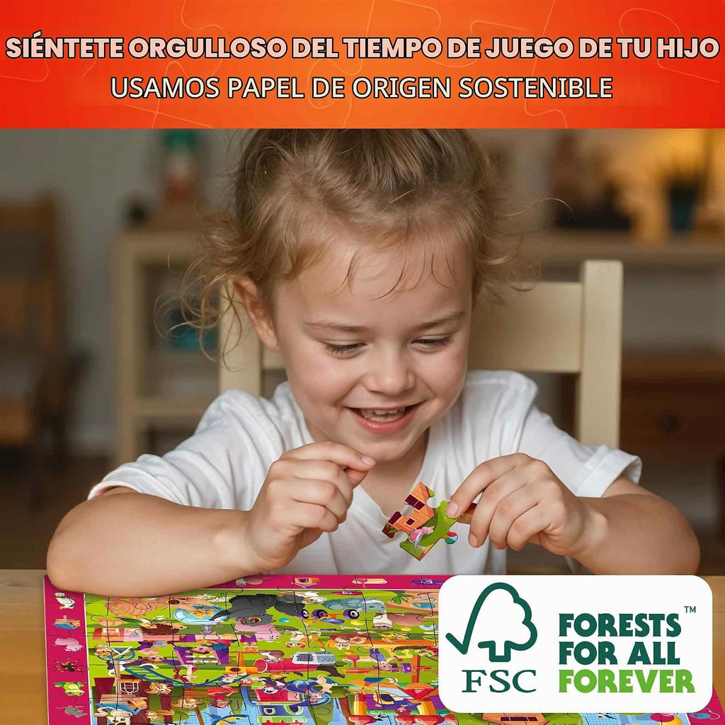 QUOKKA Rompecabezas para Niños de 4 a 6 años - Rompecabezas para Niños de 3 a 5 años - Paquete de 4 Rompecabezas de 60 Piezas Buscar y Encontrar Animales de 6-8 años - Juguetes de Aprendizaje para