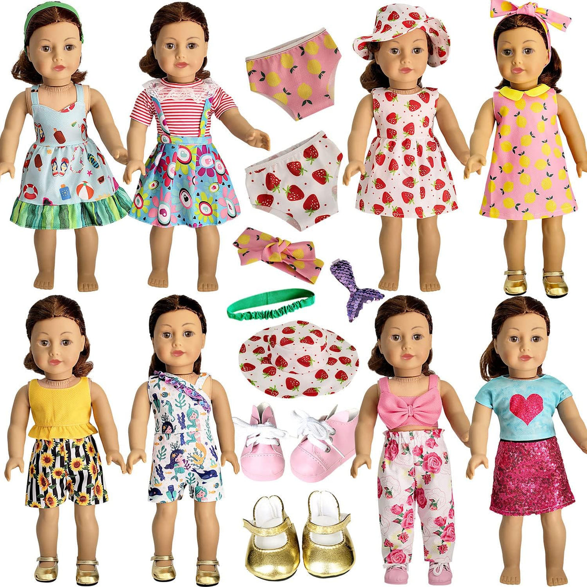 HOAKWA Ropa y accesorios de muñeca americana para muñecas