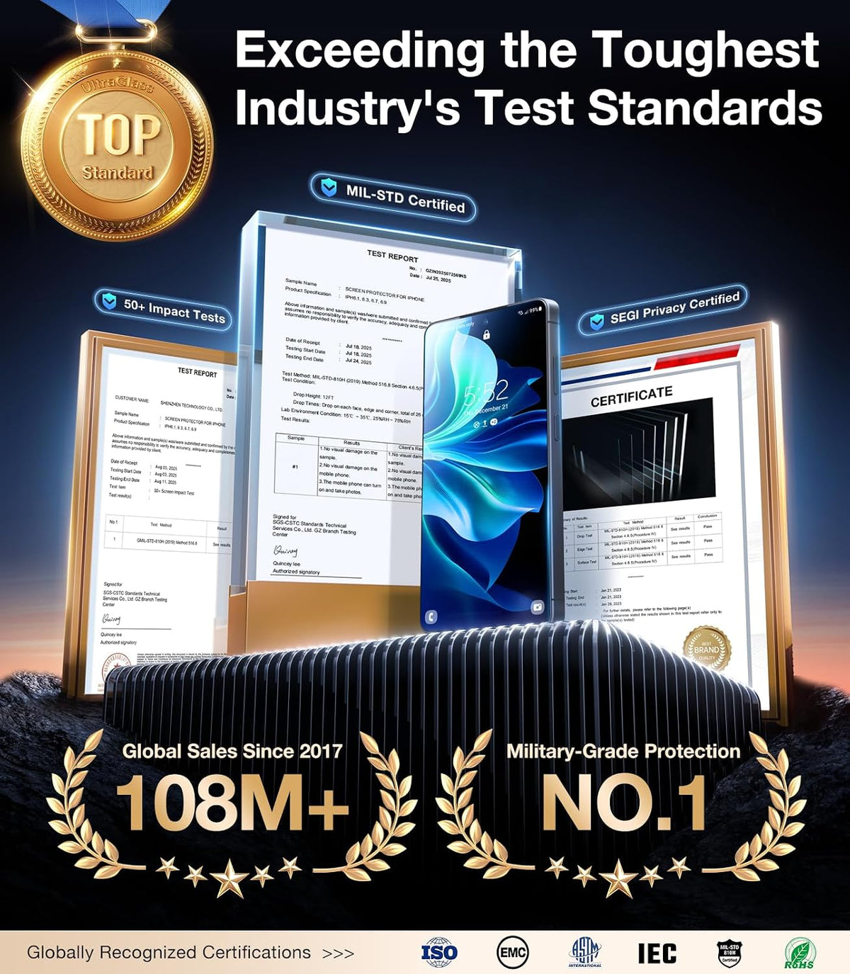 UltraGlass 9H+ Armor - Protector de pantalla de privacidad para Samsung