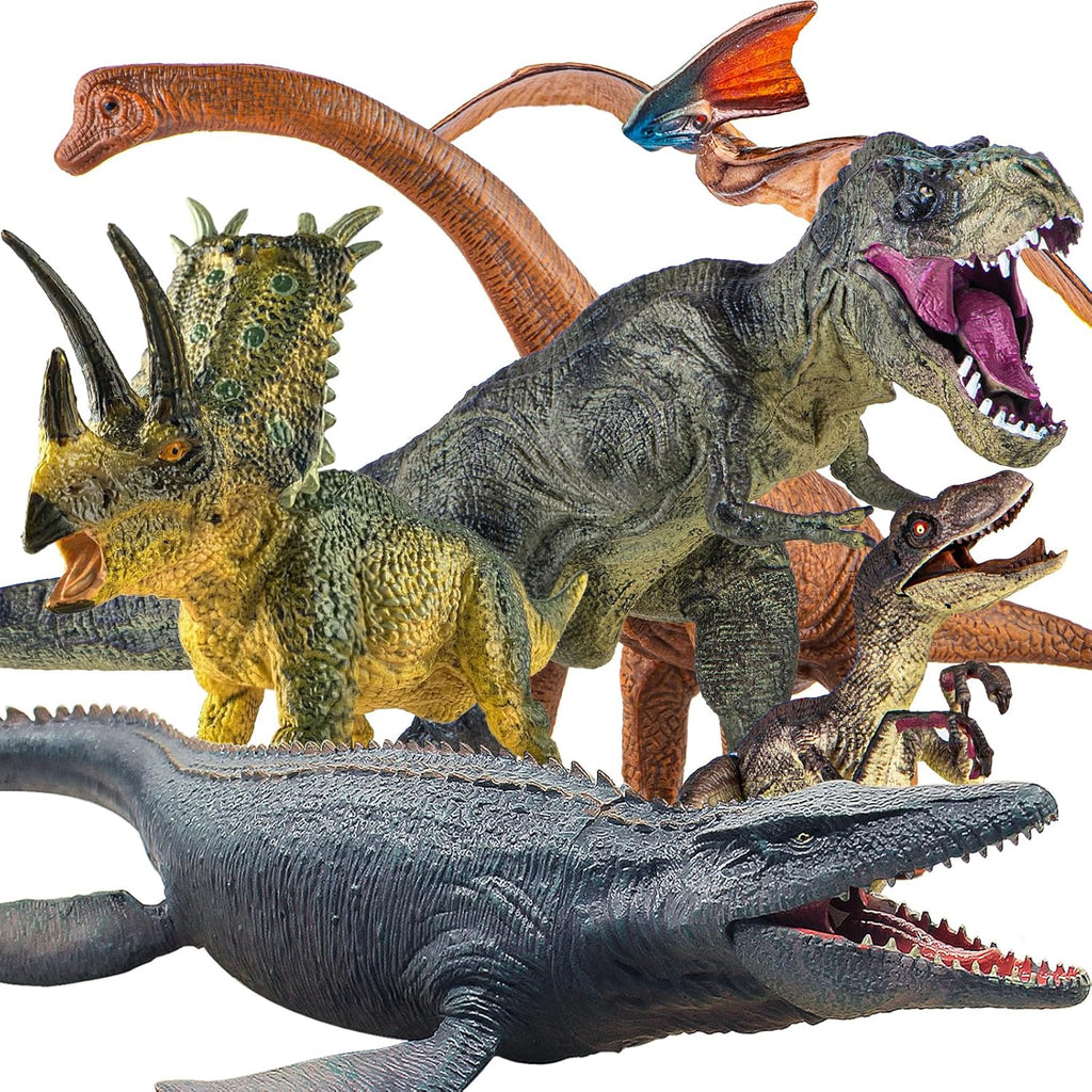 Juego de 6 juguetes de dinosaurios gigantes, juguetes realistas de dinosaurios para niños, juego de dinosaurios grandes para niños y niñas de 3, 4, 5, 6, 7 años, amantes de los dinosaurios de
