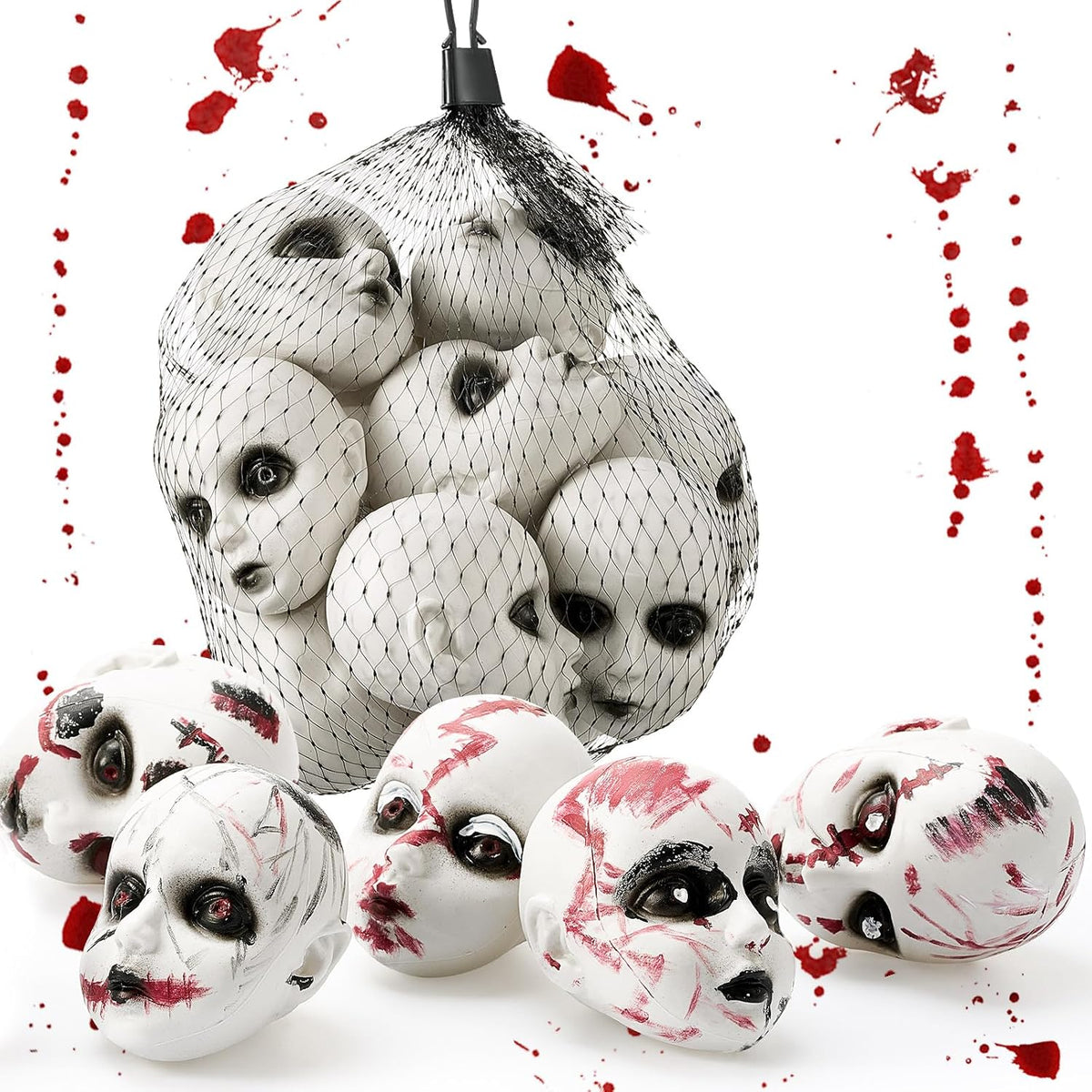 Hiboom 24 cabezas de muñeca de bebé de Halloween, plástico aterrador