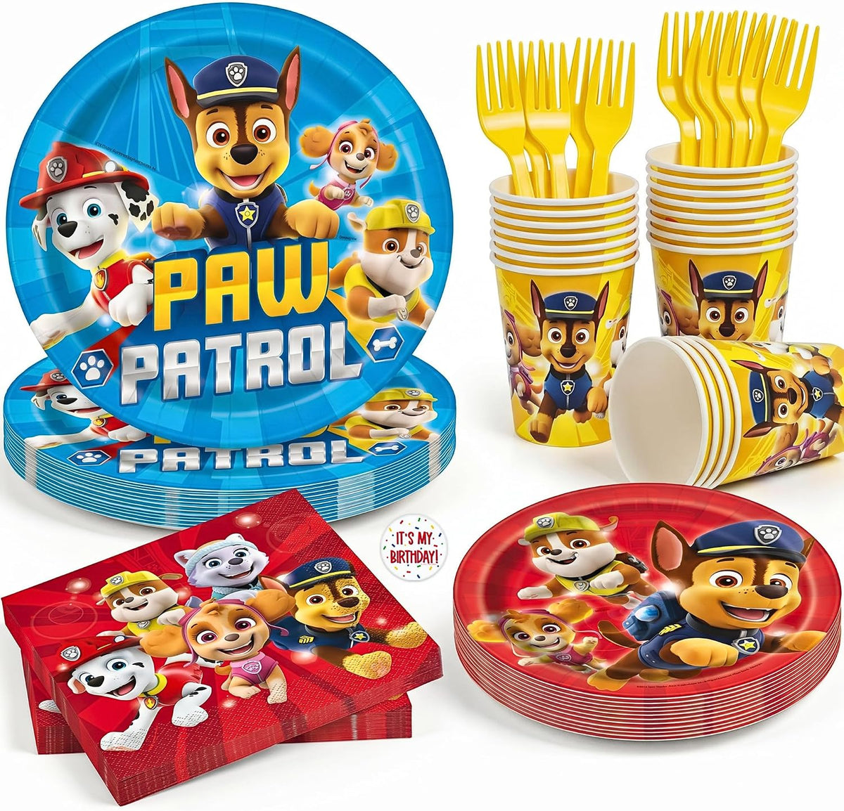 Unique Decoraciones de cumpleaños de Paw Patrol - Juego completo de vajilla