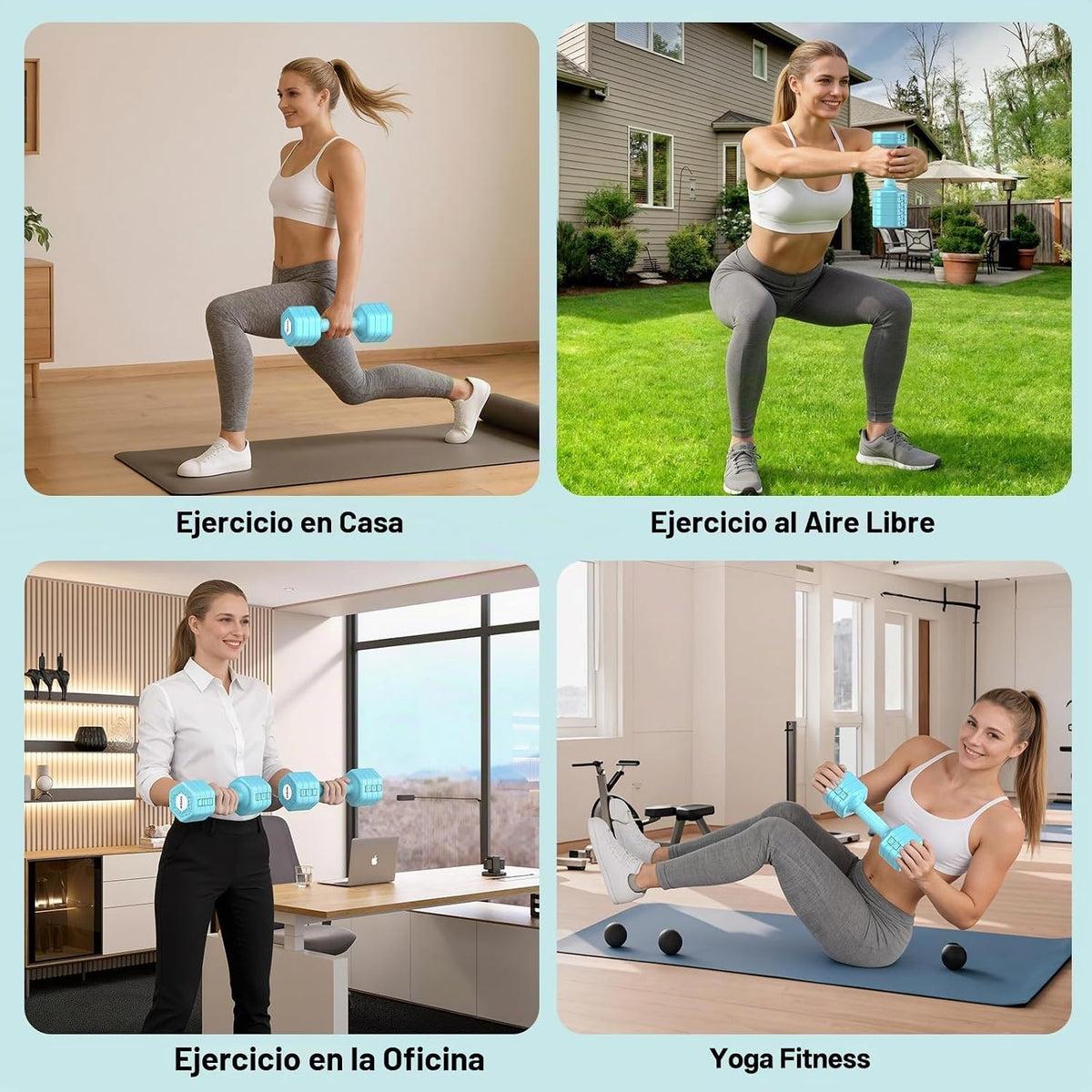 JOROTO Set de Mancuernas Ajustables 5 en 1, Par Ajustable 8LB/11LB para Mujeres en Casa, Bloqueo Dual 1s-Adjust Estable con Mango Suave TPE, Gimnasio en Casa, Rehabilitación, Pilates, Yoga, Entrenamiento de Fuerza