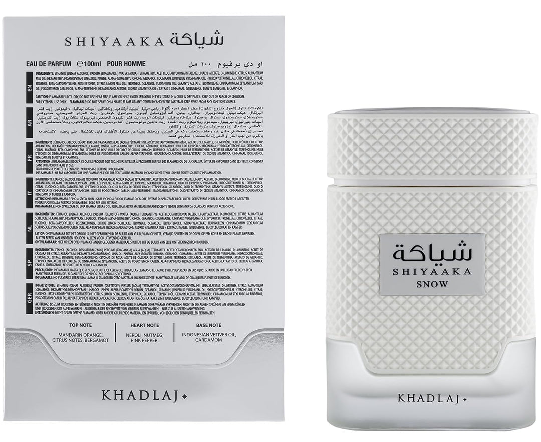 Khadlaj Shiyaaka Snow \u2013 Cítrico, Amaderado, Especiado, Aromáti...