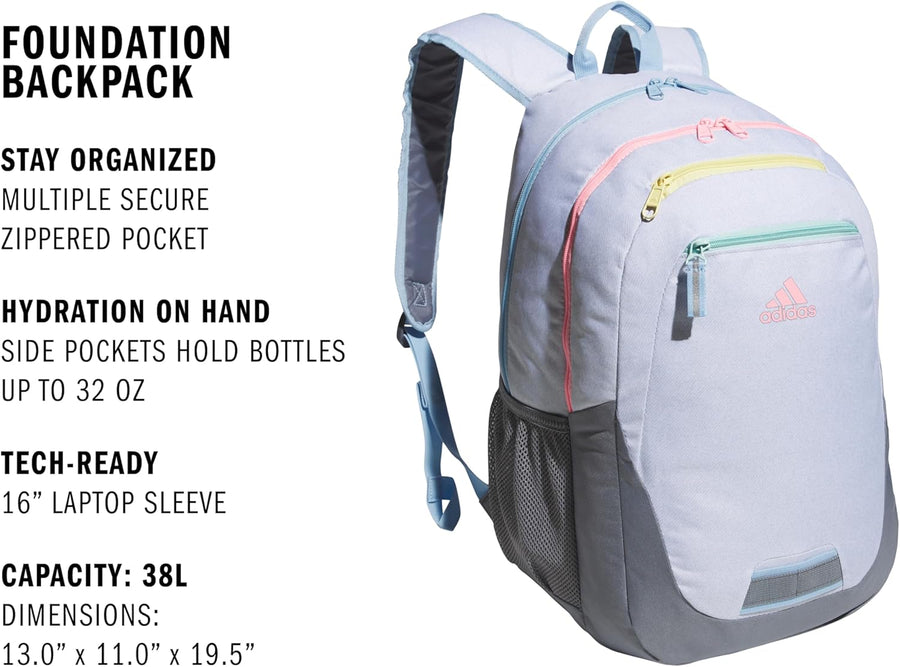 Mochila adidas Foundation para laptop, funda para libros, mochila d...