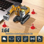 Excavadora RC 1:64, mini juguete de escritorio con control remoto para