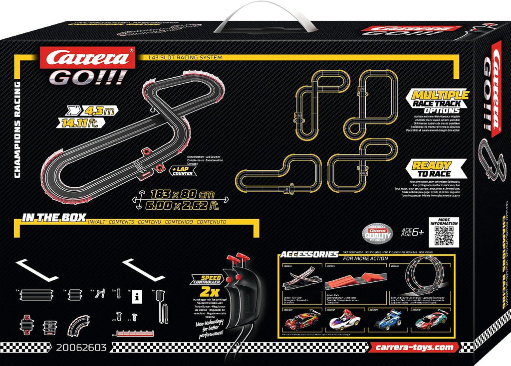 Carrera GO Champion's Racing Electric 1:43 Scale Slot Car Race Track Set