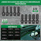 SK Juego de llaves de impacto universales de 3/8", enchufes de impacto giratorios profundos