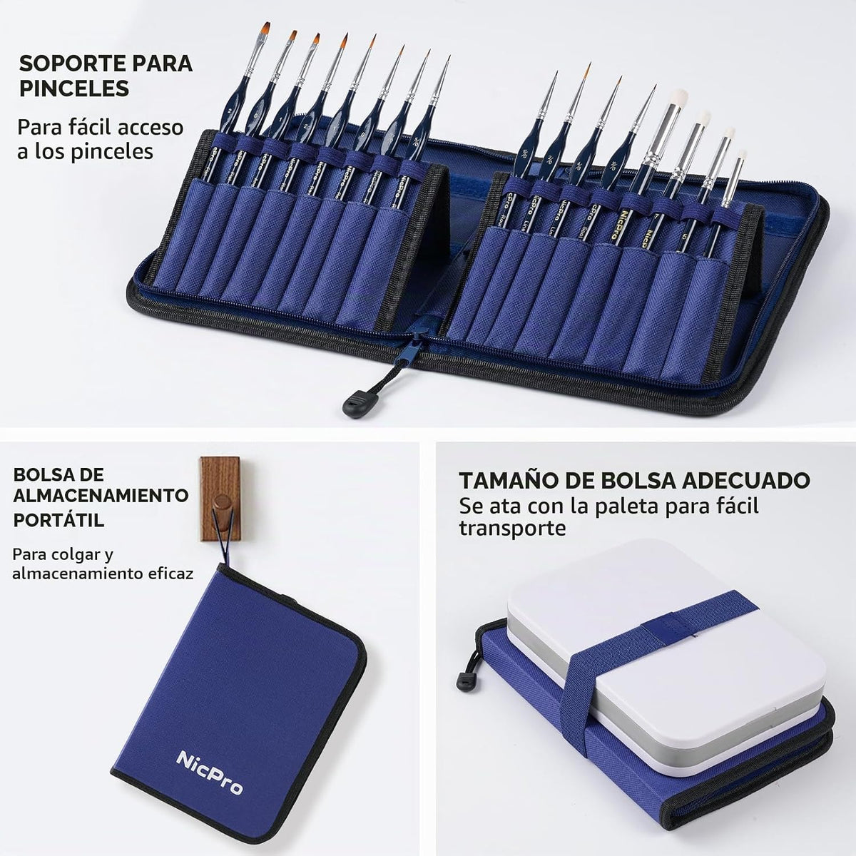 Nicpro Kit de pintura en miniatura con paleta húmeda y mango de pintura