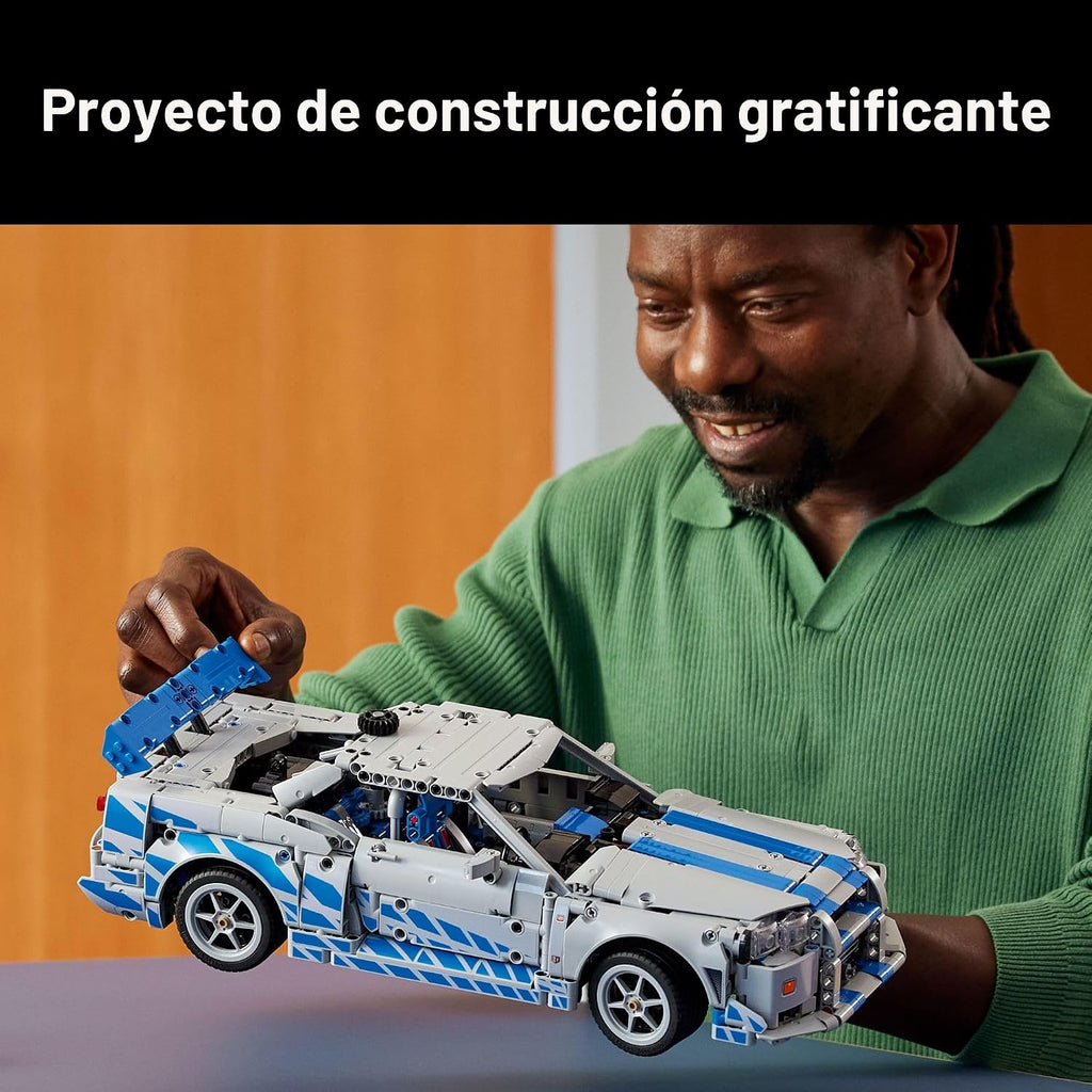 LEGO Technic 2 Fast 2 Furious Nissan Skyline GT-R (R34) Coche - Kit de bricolaje y juego de construcción para adultos - Modelo coleccionable de corredor callejero con función de derrape - Regalo para