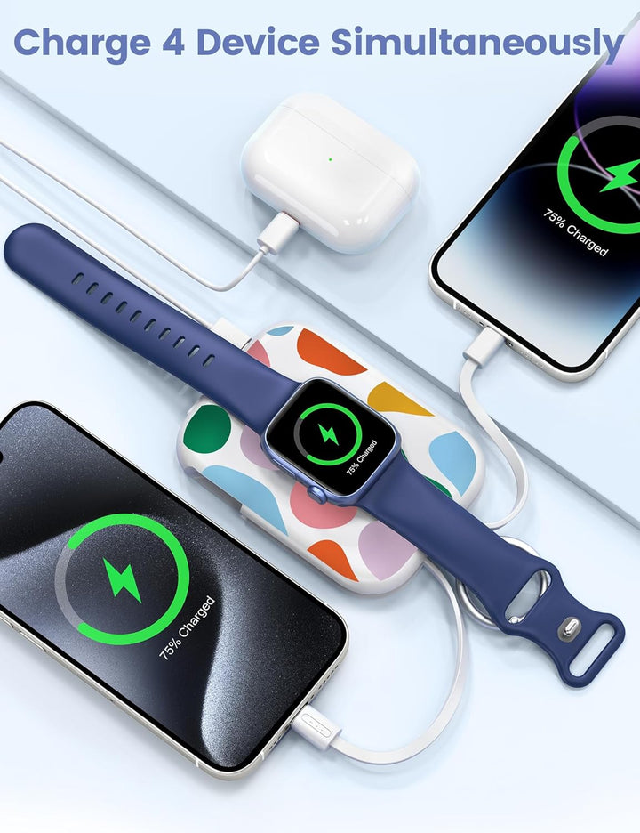 RORRY Cargador portátil, cargador portátil de 5000 mAh con cables i...