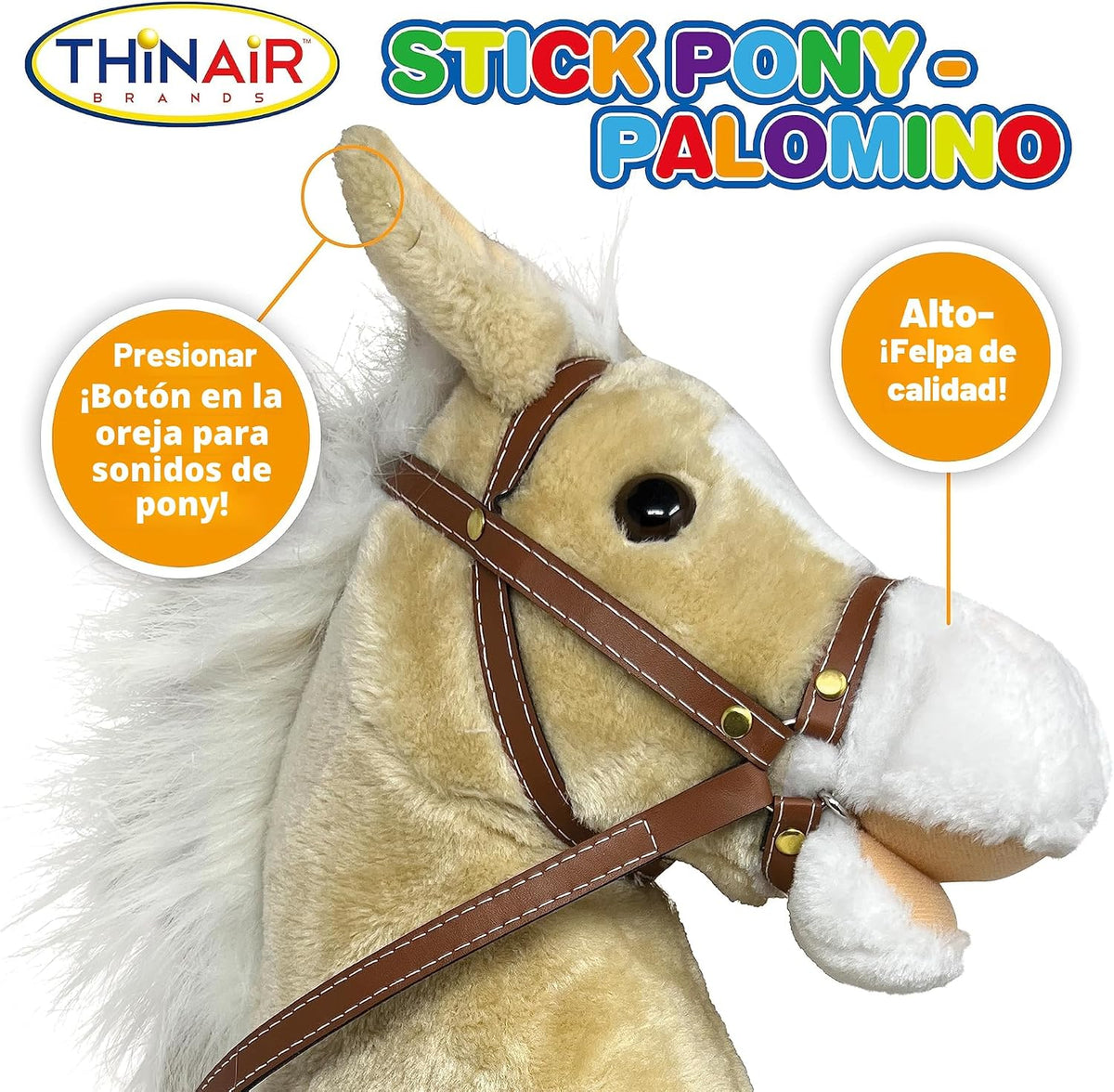 Caballo de palo Nature Bound | Caballito de juguete de felpa artesanal proporciona divertido juego de simulación para niños pequeños y preescolares | Cabeza cosida a mano, palo de madera resistente