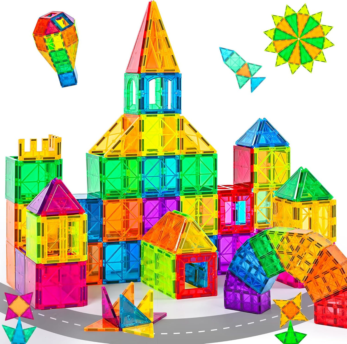 cossy 60 Piezas Azulejos Magnéticos Bloques de Construcción Magnéticos 3D Juego Juguetes, 60 PCS
