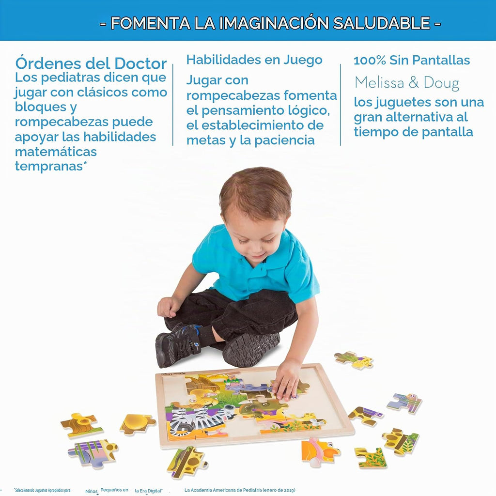 Melissa & Doug Juego de rompecabezas de 3 rompecabezas: dinosaurios, océano y safari