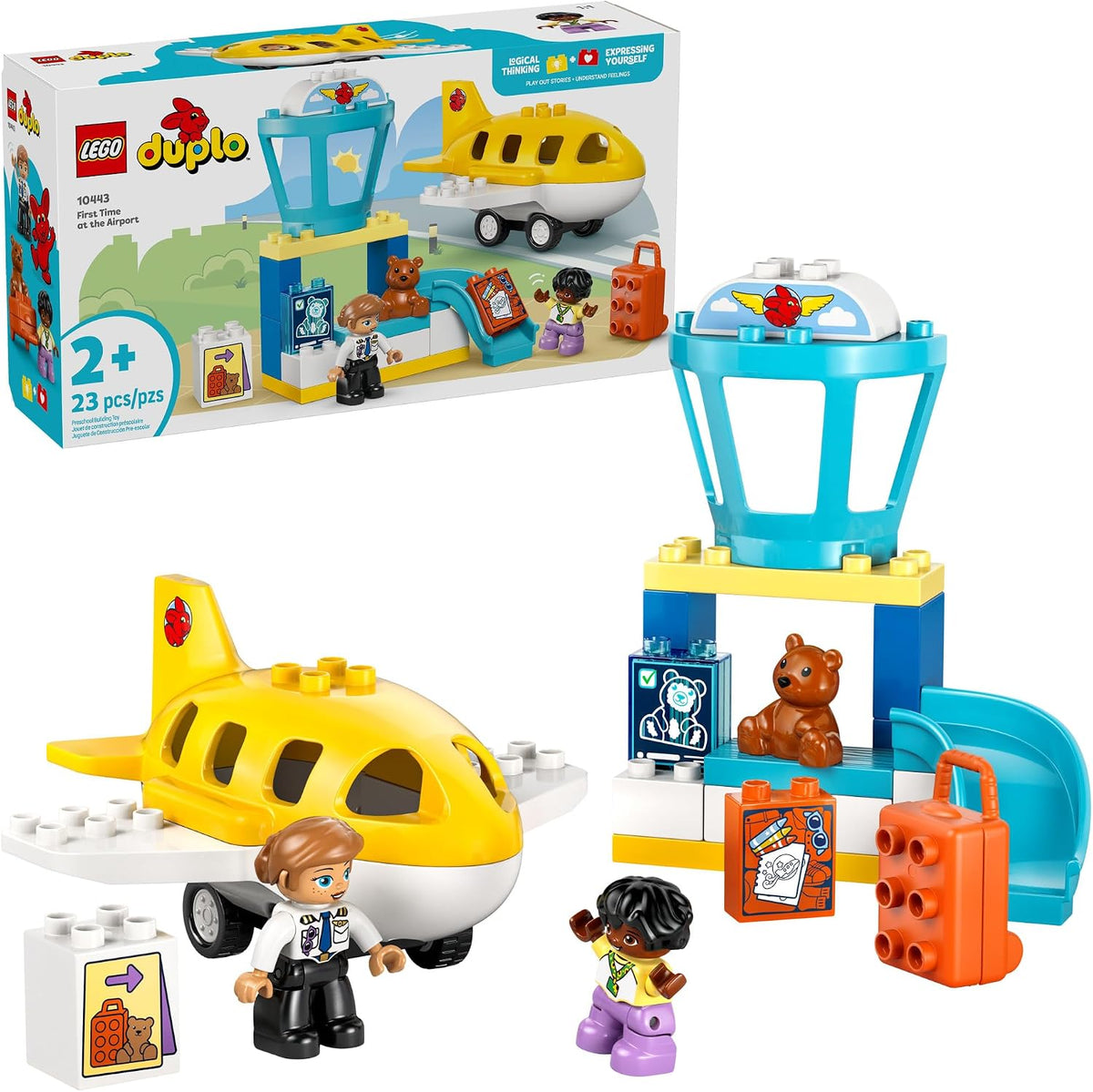 LEGO DUPLO Town - Juguete de construcción por primera vez en el aeropuerto, juego de aprendizaje para niños y niñas a partir de 1.5 años, los más pequeños usan bloques de construcción para explorar emociones, idea de regalo para niños pequeños para cumple